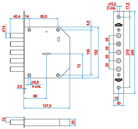 Замок врезной 1.05.11  БАЗАЛЬТ