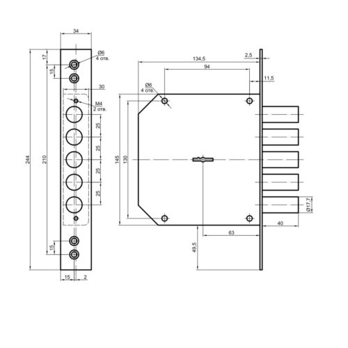 Замок врезной BORDER 72113 К 8-6 ПШ (правый) г.Рязань