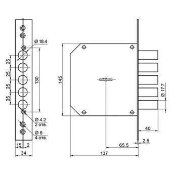 Замок врезной BORDER 72114 К 8-6 ЛШ (левый) г.Рязань