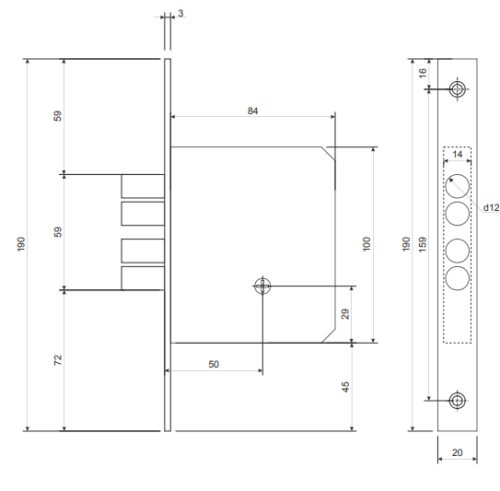 Замок врезной 99-K-CR  Апекс