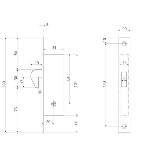 Замок врезной 72-K-CR  Апекс