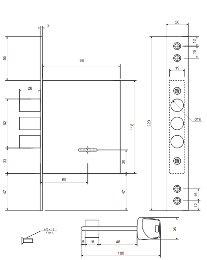 Замок врезной сувальдный Premier T-57/S8-NI  Апекс