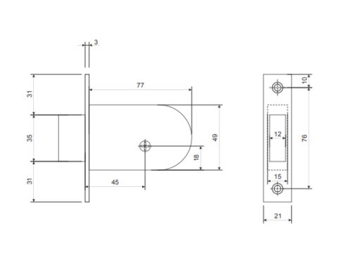 Замок врезной 90-K-G  Апекс
