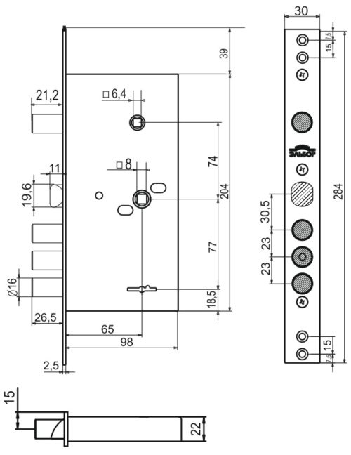 Замок врезной 1.02.25 ЛАЗУРИТ