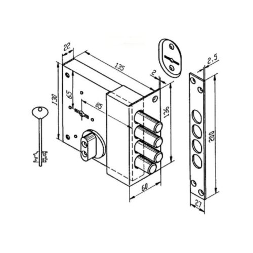 Замок накладной 111.11.043 ZSI (аналог Керберос)  п/к засов