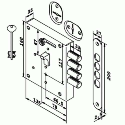 Замок накладной 131.11.003  ZSI (аналог Керберос)  п/к гаражный