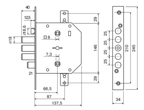 Замок врезной ReX.3.8 (аналог 1.06.40) (левый)