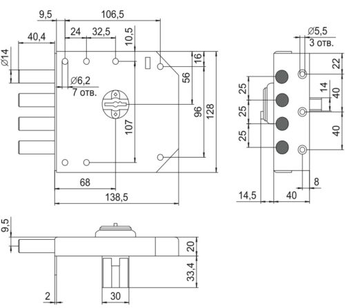 Замок накладной 1.05.51. КМА  БАЗАЛЬТ (полный комплект)