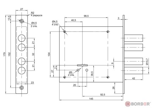 Замок врезной BORDER 82000 К 8-8 (3 ключа/85 мм) г.Рязань