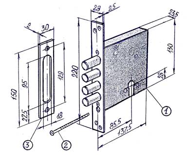 CERBER Замок врезной C6-4 О (4 ригеля, без цилиндра, без ответной планки)