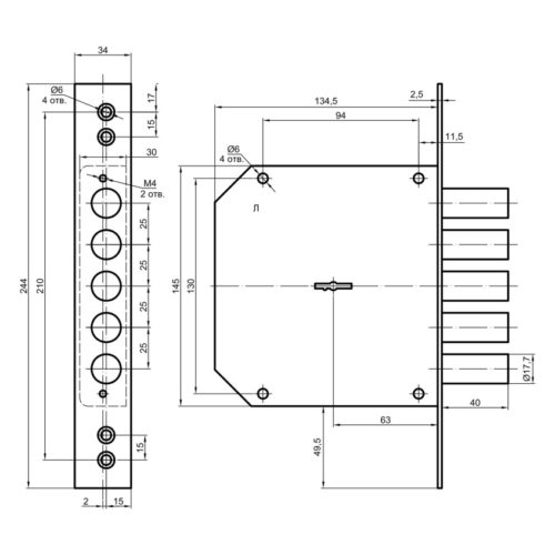 Замок врезной BORDER 72224 К 8-6 Л (левый) г.Рязань