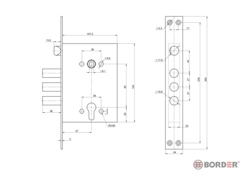 Замок врезной BORDER 79059 К 4-3 (ЗВ4-3/85К) г.Рязань
