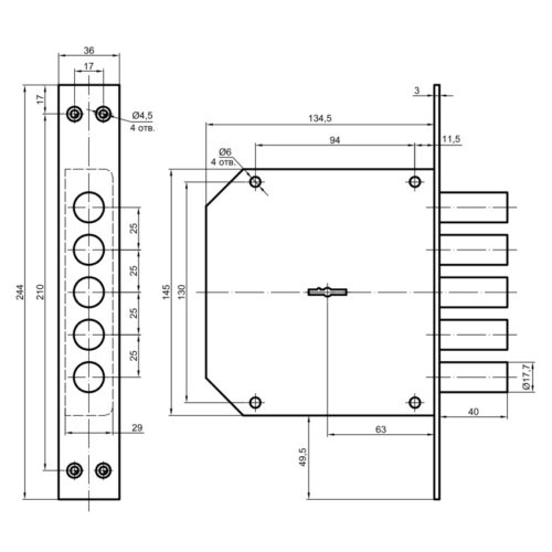 Замок врезной BORDER 72260 К 8-6 (ключ 120 мм) г.Рязань
