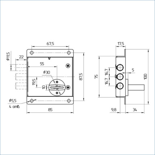 Замок накладной ЗН4 800.0.0 П-Н (3 ключа)  Меттэм  - правый