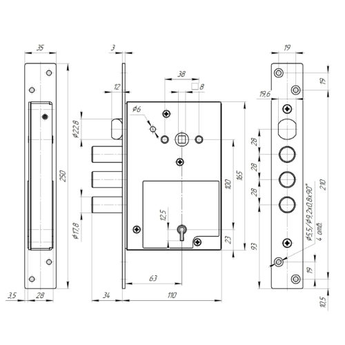 Замок врезной  Барьер-Кром  сувальдный г.С-Пб