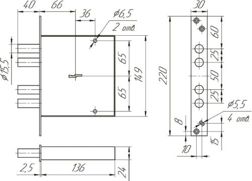 Замок врезной ЗВ8 141.0.1 (без тяг)  Меттэм