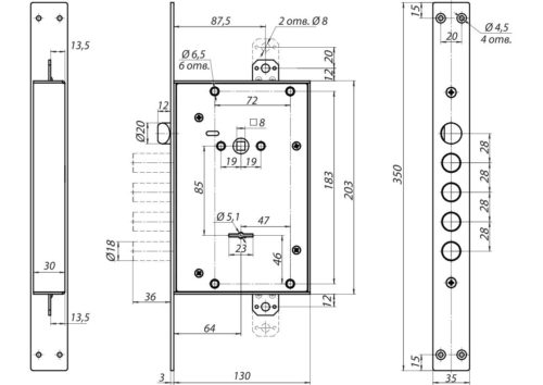 Замок врезной ЗВ9 343.1.1  Меттэм