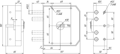 Замок накладной ЗН4 090.0.0 (5 ключей)  Меттэм