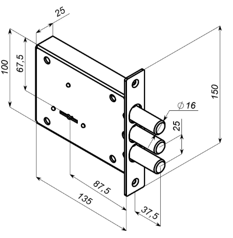 CERBER Замок врезной СК-675B 114 (аналог Керберос 115.21.003)