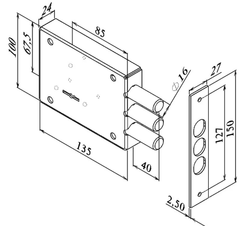 CERBER Замок накладной СК2-675 116 (аналог Керберос 115.11.003)