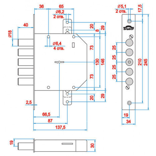 Замок врезной ReX.3.1