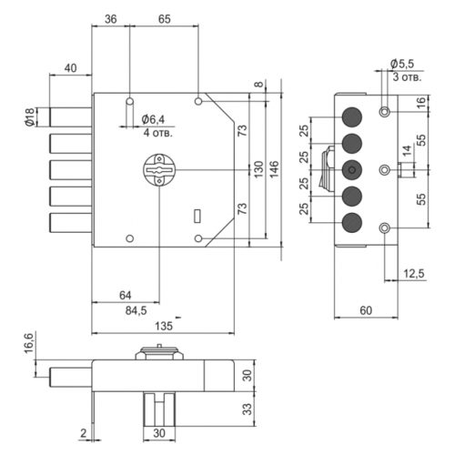 Замок накладной ReX.3.12 (аналог 1.06.51)