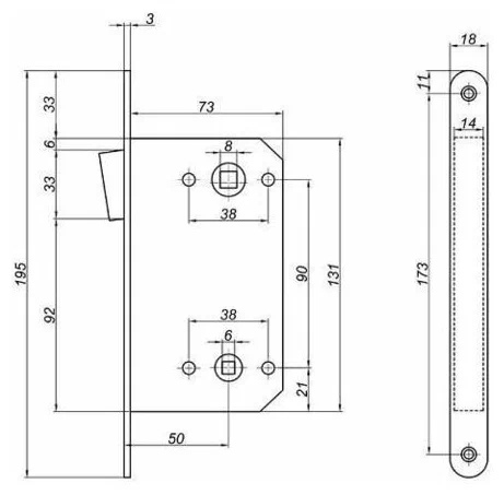Защелка врезная магнитная 5300-M-WC-GM Апекс Защелка врезная магнитная 5300-M-WC-GM Апекс