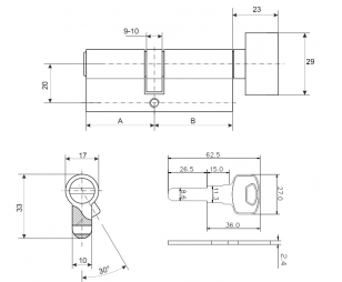 Цилиндровый механизм AVERS GM-70(30C/40)-C-CR