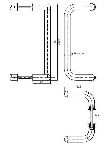 Ручка-скоба HC-0905-25/300-INOX