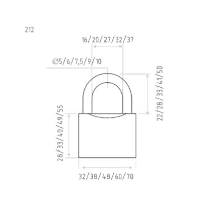 Н-М  Замок навесной ЗН-212-60 мм (3 ключа)