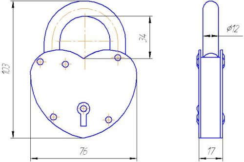 Замок навесной ЗВС-2  Сердечко  (розовый) г.Н-Новгород