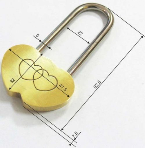 Аллюр  Замок навесной сувенирный  Сердечко  2 декоративных ключа