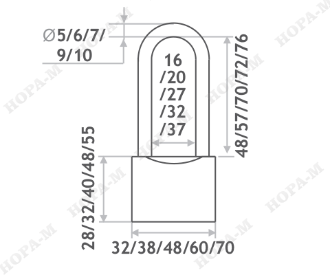 Н-М  Замок навесной ЗН-212дд-60 мм (3 ключа)