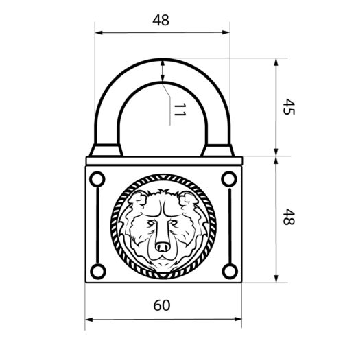 Авангард  Замок навесной ВС2М-60 МЕДВЕДЬ (медь) d11,5 мм