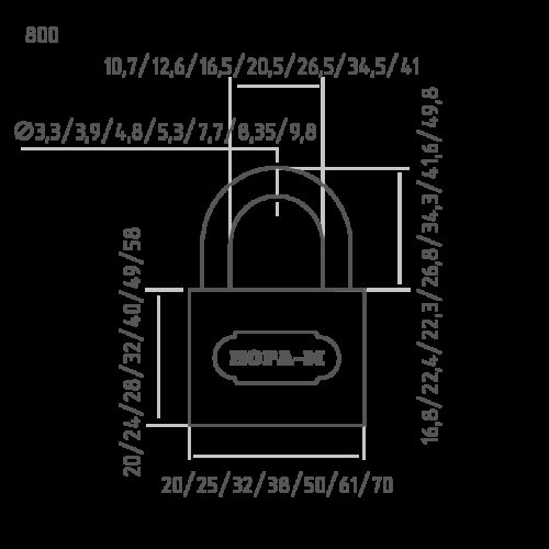Н-М  Замок навесной ЗН-800-50 мм (3 кл.)