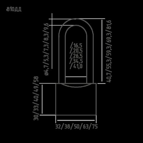 Н-М  Замок навесной ЗН-810дд-50 мм (3 кл.)