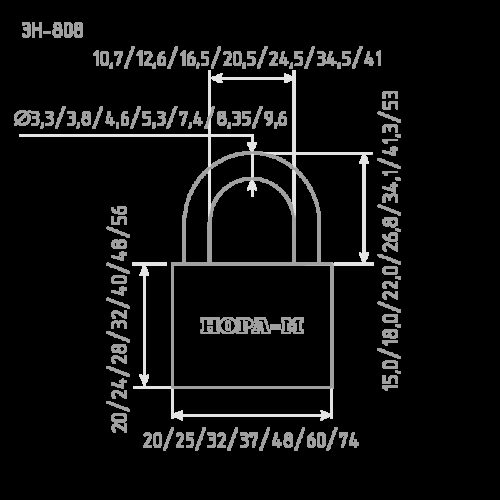 Н-М  Замок навесной ЗН-808-32 мм (3 кл.)