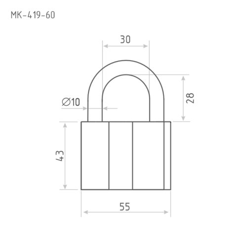 Н-М  Замок навесной мастер-ключ 419-60 под один ключ (3 кл.) тип 2