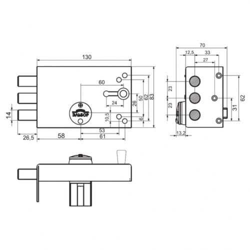 Замок накладной 1.02.61.КМА  ЛАЗУРИТ полный комплект
