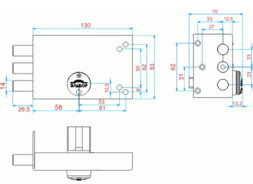 Замок накладной 1.02.51.МА  ЛАЗУРИТ