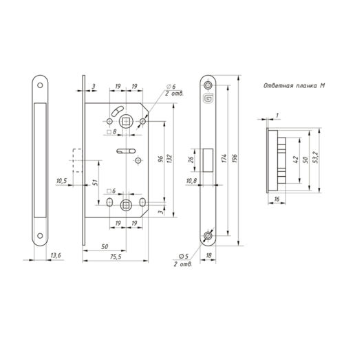 Защёлка Гардиан  Soft 1 М - S, магнитная WC (сатин)
