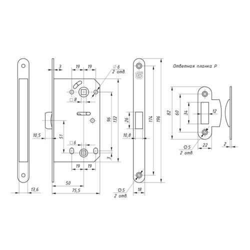 Защёлка Гардиан  Soft 1 P - AB,  пластиковый язык WC (бронза античная)