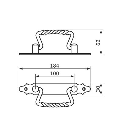 Ручка-скоба откидная (185) /кованая/ серия ЯРОСЛАВЛЬ (черный)