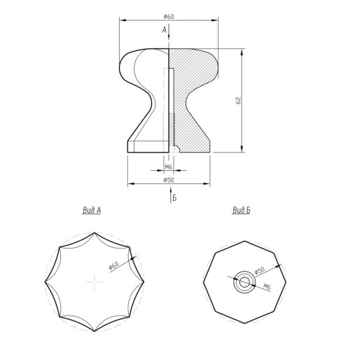 Ручка деревянная граненая  Красное дерево