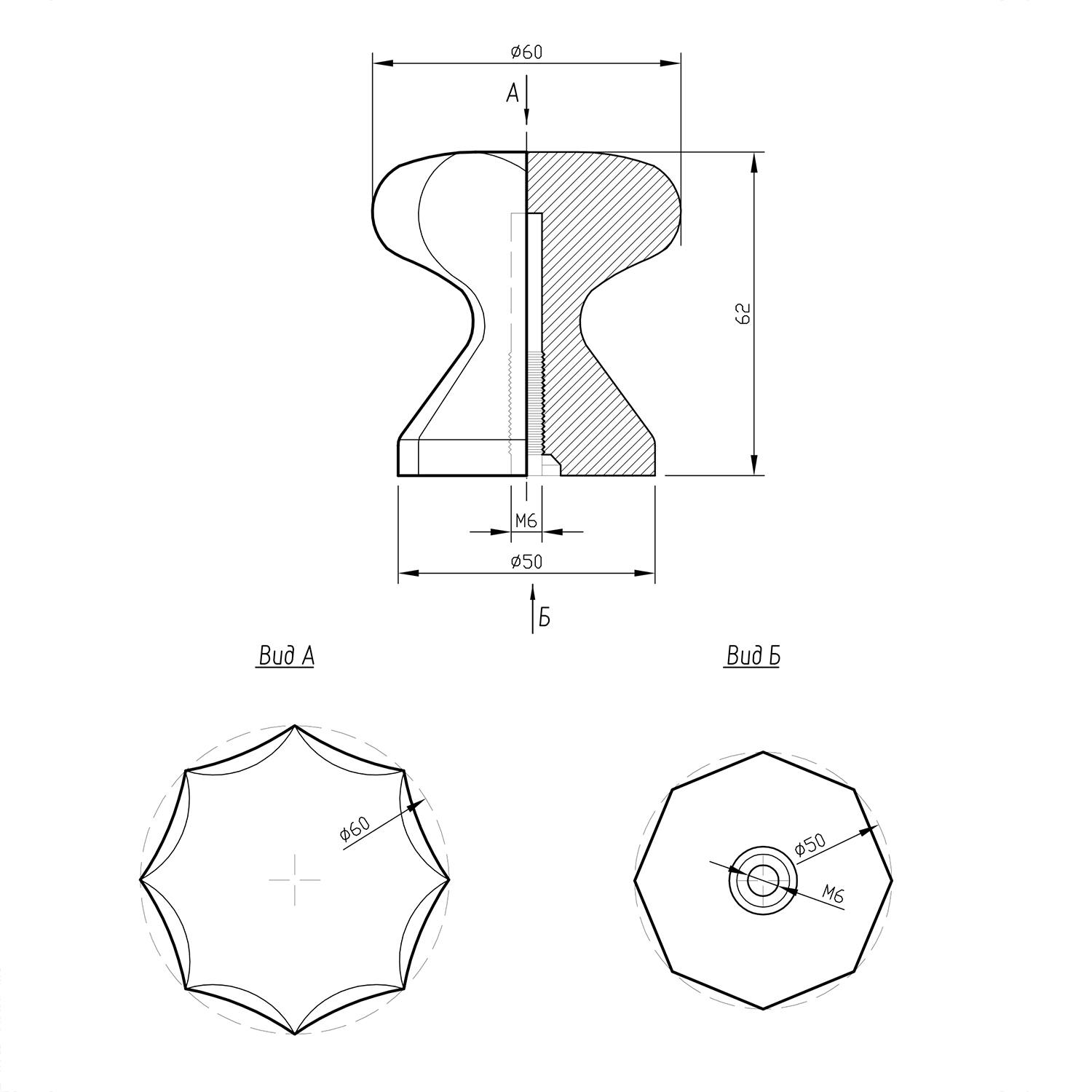 Ручка деревянная граненая Красное дерево Ручка деревянная граненая Красное дерево