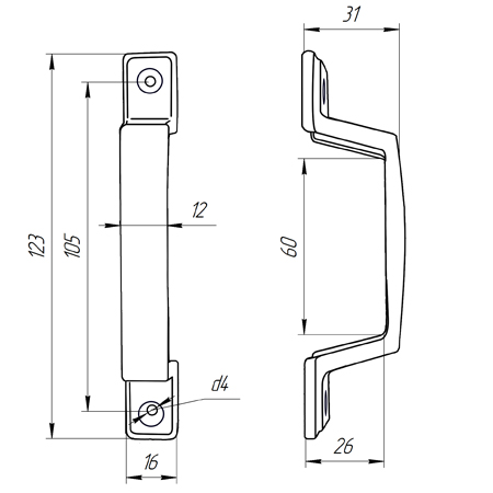 Ручка-скоба РС-60-С (белая) г.Саратов