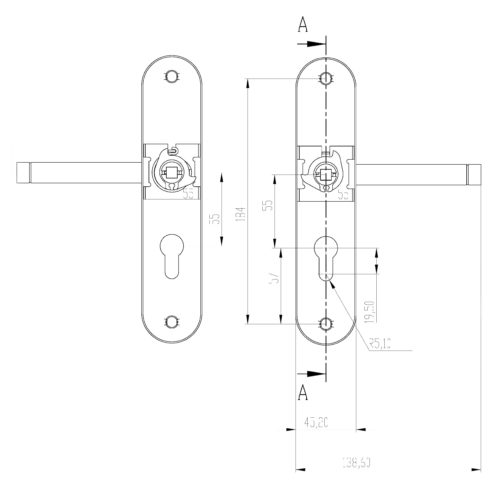 Комплект ручек технических 70134 Чёрный  (противопожарные, для замков ЗВ4-31/55) г.Рязань