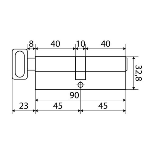 Стандарт  Цилиндровый механизм MAX 90 (45х45В) SN 5 кл.перфо ключ/верт.