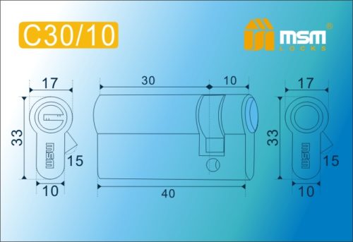 MSM Цилиндр перф. ключ-ключ , C 40 mm (30/10) SN