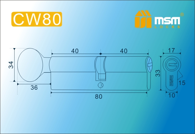 MSM Цилиндр перф. ключ-вертушка , CW 80 mm SN MSM Цилиндр перф. ключ-вертушка , CW 80 mm SN